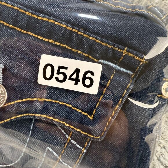 True Religion Ricky Jeans 33x33 Big T Relaxed Straight Flap Pocket Blue Denim - Picture 14 of 14